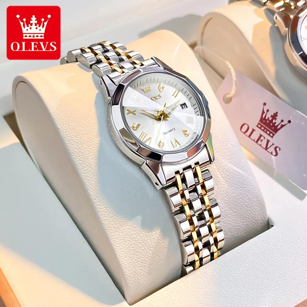 OLEVS women's Stainless Steel Luxury Quartz Watch | Sleek Design with Push Button Clasp and 3Bar Water Resistance Carauana Store