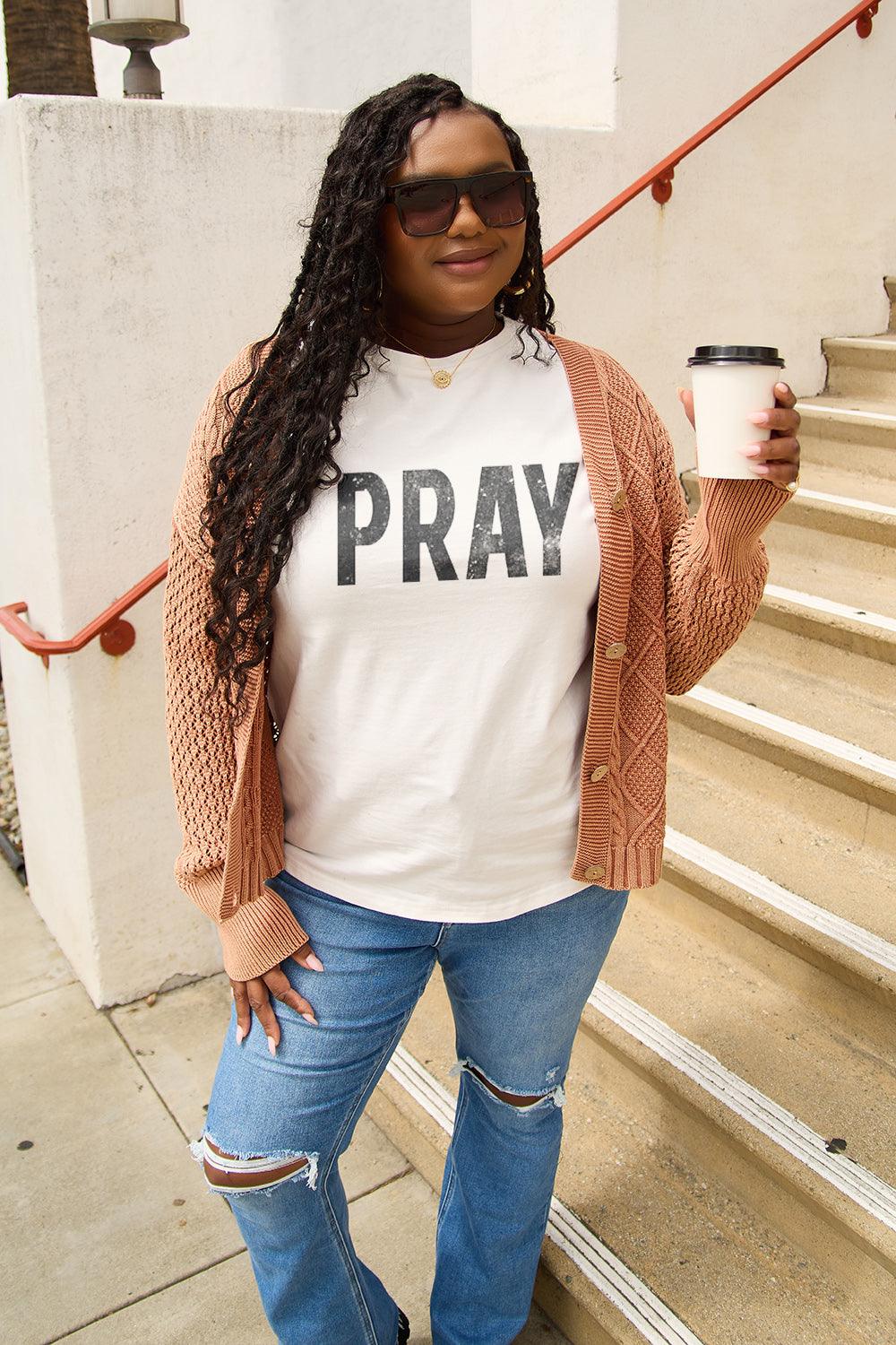 Simply Love Full Size PRAY Round Neck T-Shirt Carauana Store