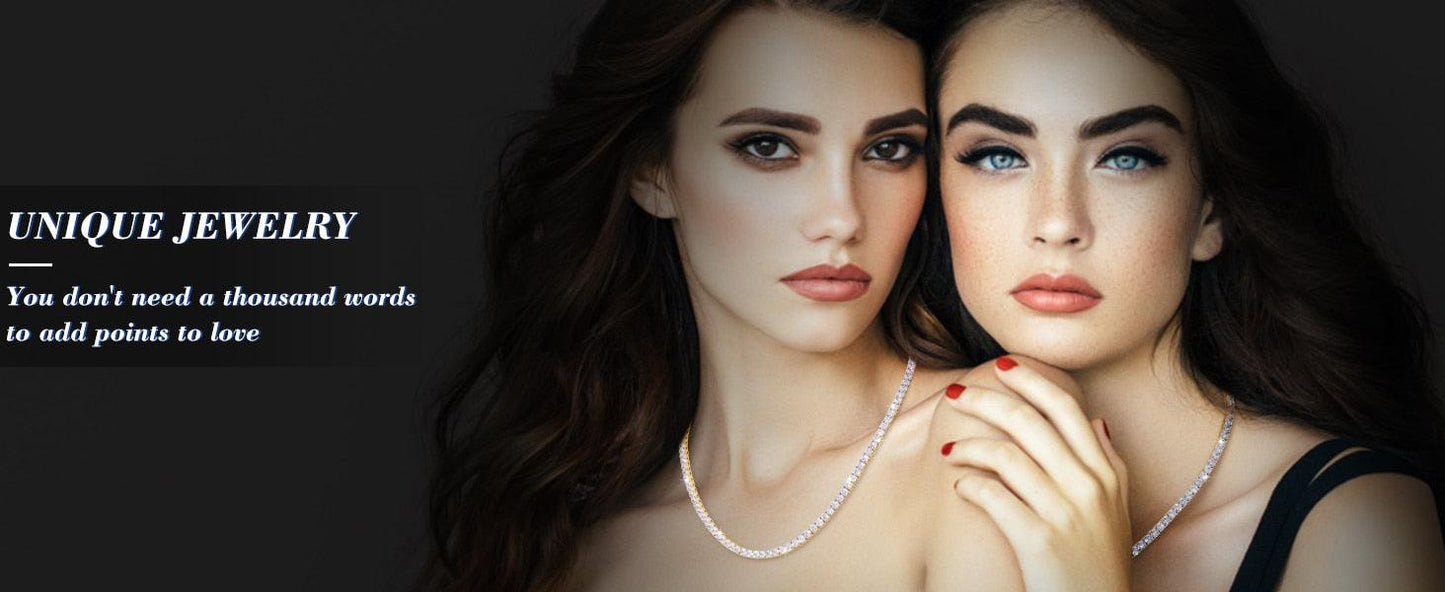 Sparkling Moissanite Tennis Chain Necklace 100% 925 Sterling Pass Diamond Test with Certificate GDTC Carauana Store