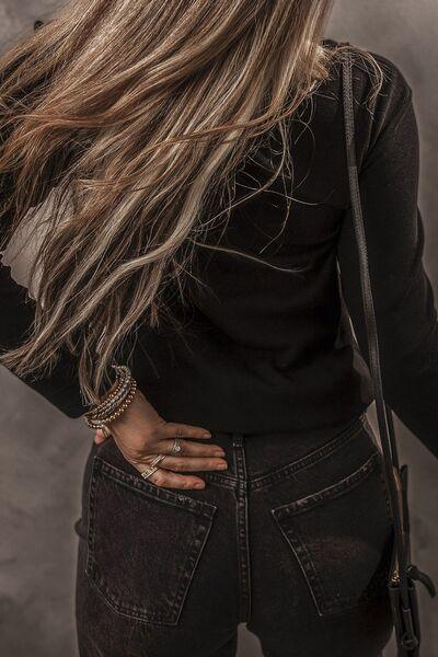 V-Neck Half Button long Sleeve T-Shirt