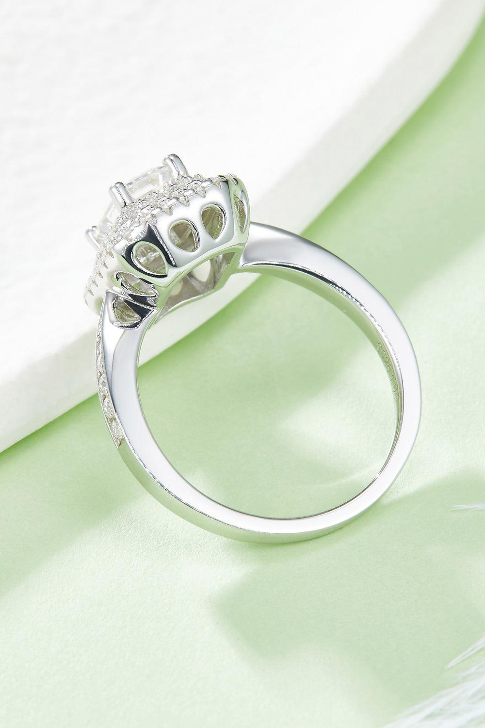 Adored 1 Carat Moissanite 925 Sterling Silver Side Stone Ring Carauana Store