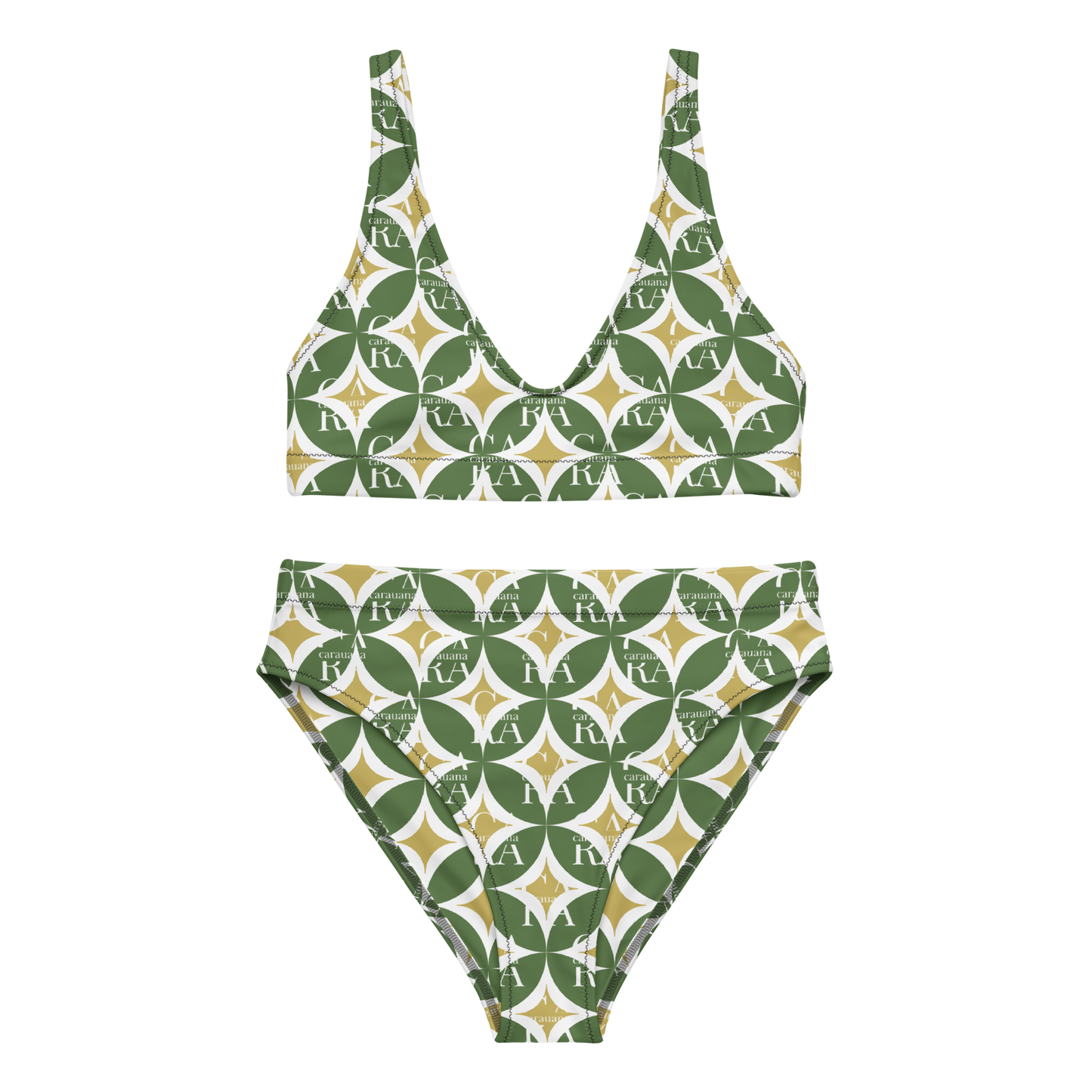 CaRaNaNa high-waisted bikini Green Pattern Carauana Store