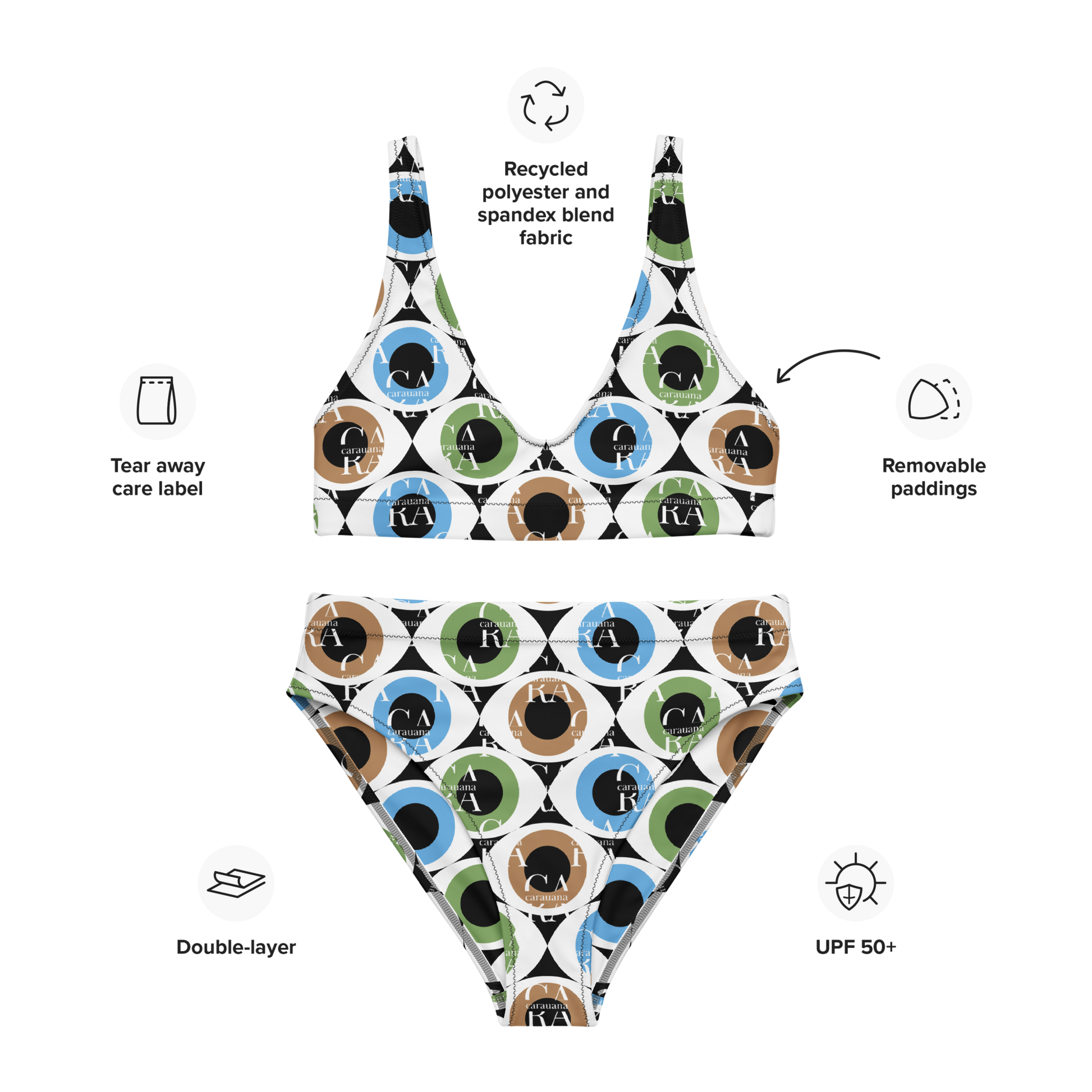 Carauana high-waisted bikini Pattern Eye Carauana Store