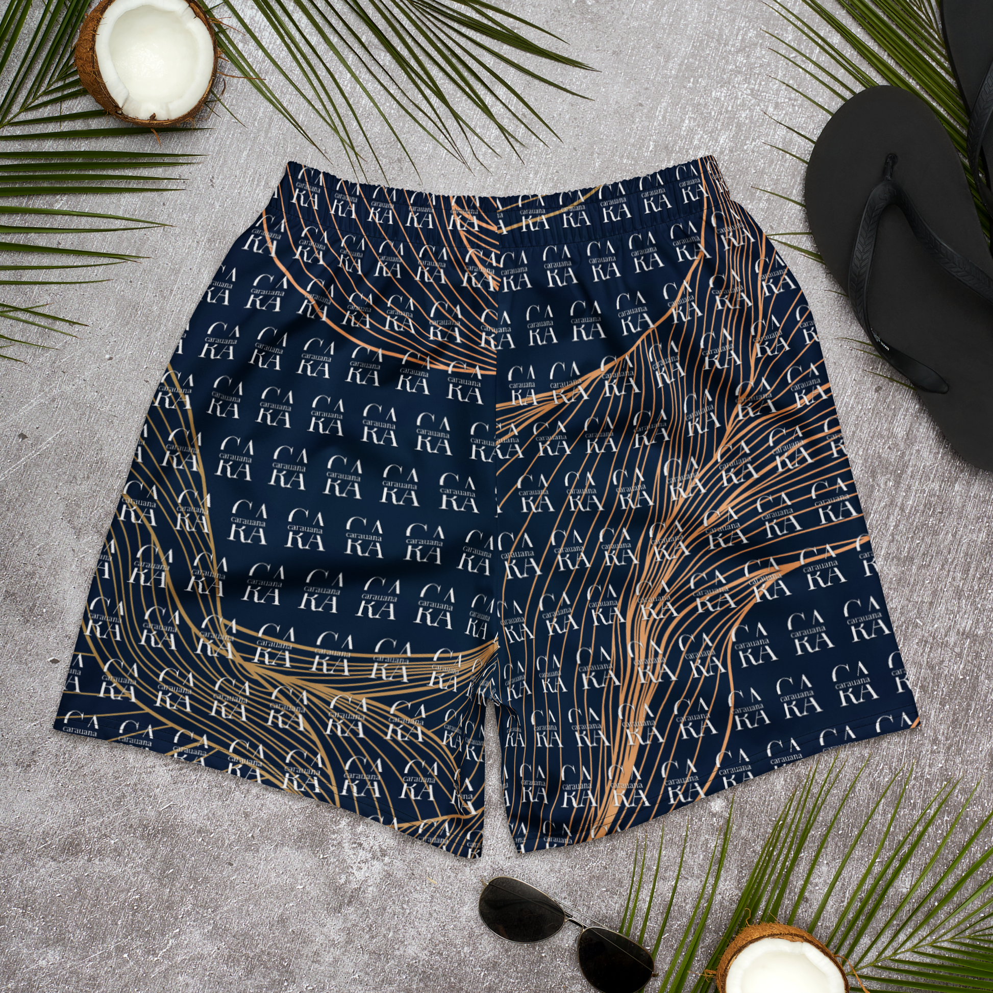 CaRaUaNa Athletic Shorts Unisex blue gold Carauana Store