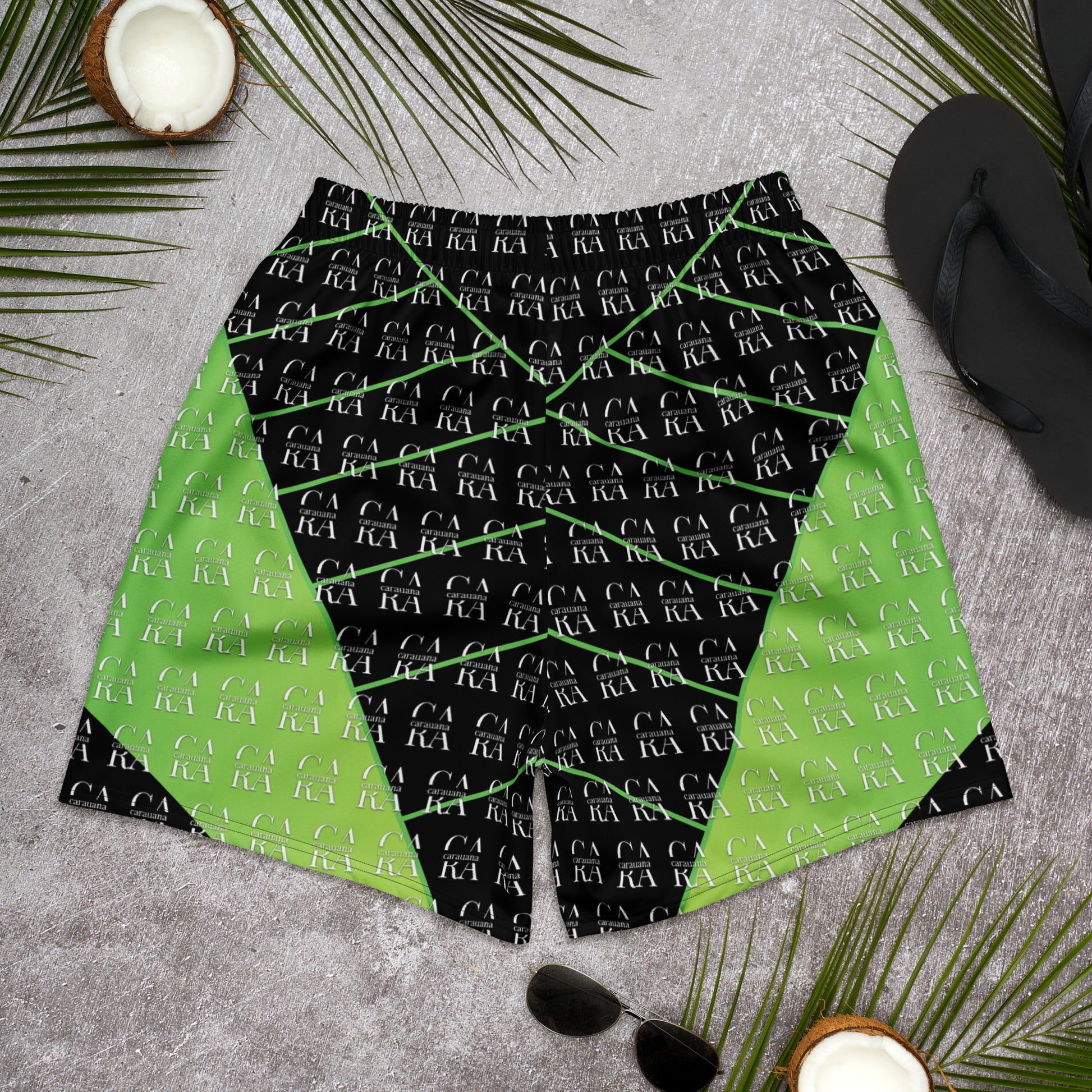 CaRaUaNa Athletic Shorts Unisex black Green Carauana Store