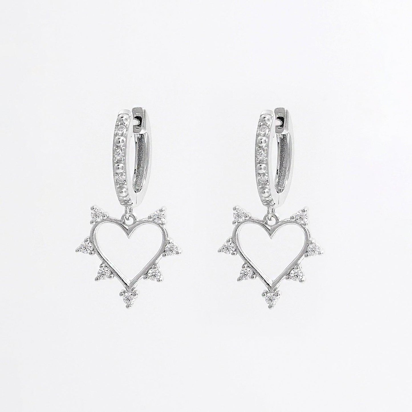 925 Sterling Silver Inlaid Zircon Heart Dangle Earrings Carauana Store
