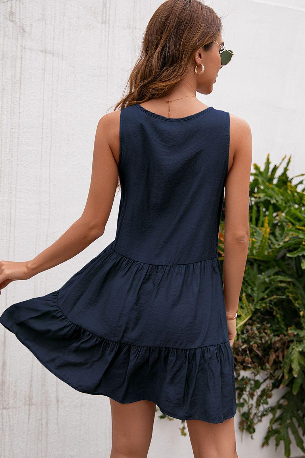 Tassel Tie Lace Trim Sleeveless Dress Carauana Store