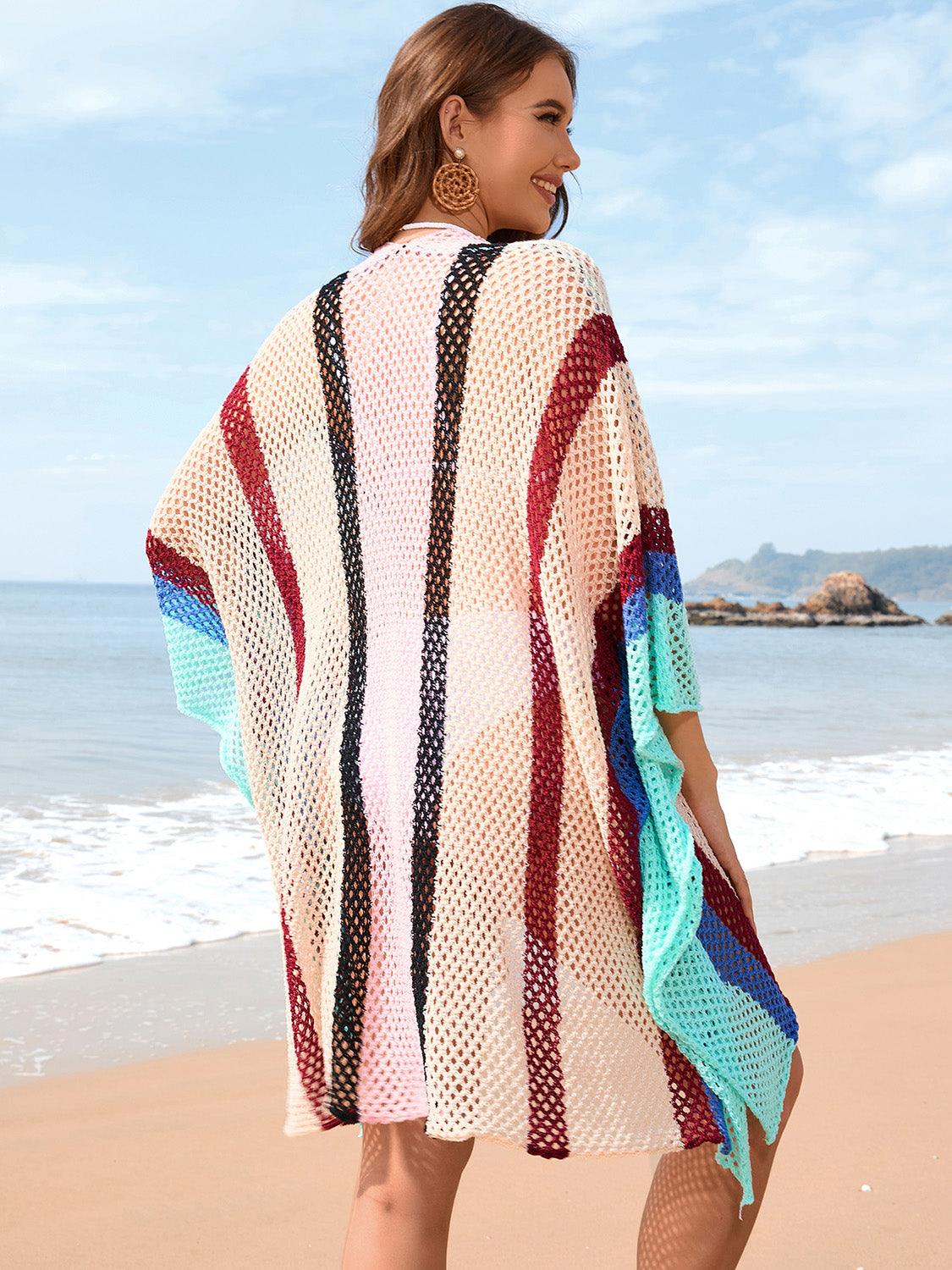 Openwork Color Block Plunge Cover-Up Carauana Store