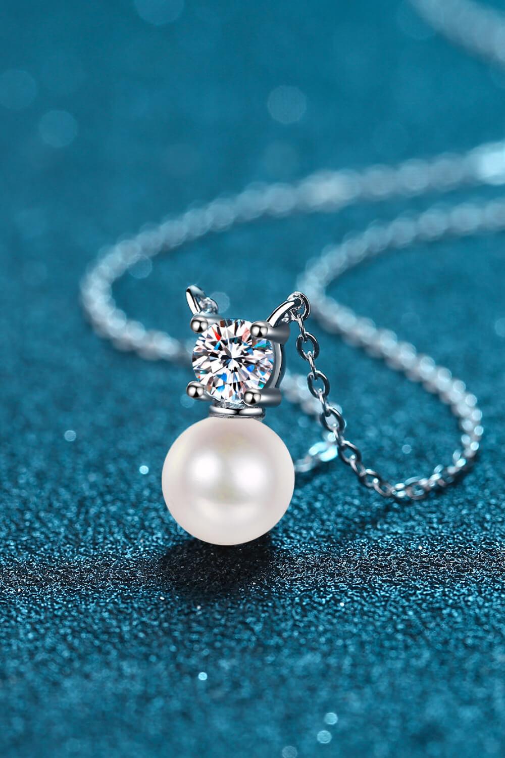 925 Sterling Silver Freshwater Pearl Moissanite Necklace Carauana Store