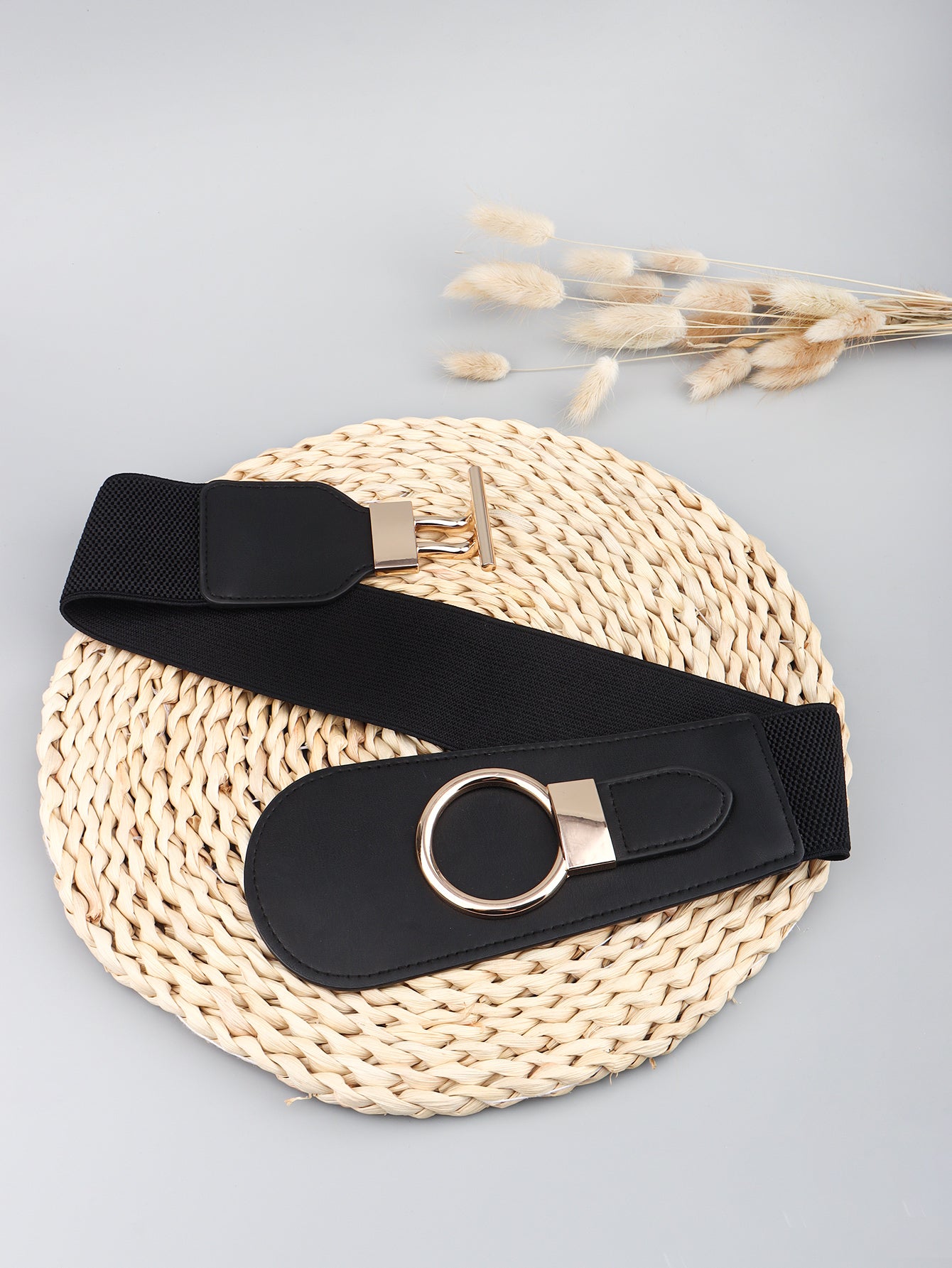 PU Elastic Wide Belt with Alloy Buckle Carauana Store