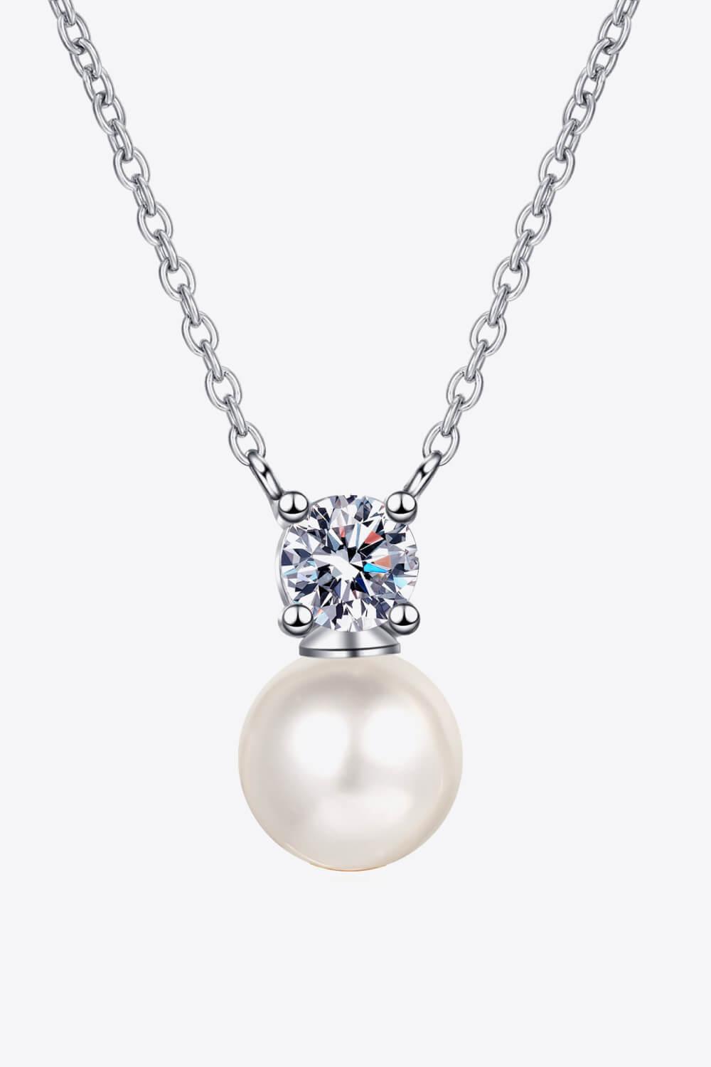 925 Sterling Silver Freshwater Pearl Moissanite Necklace Carauana Store