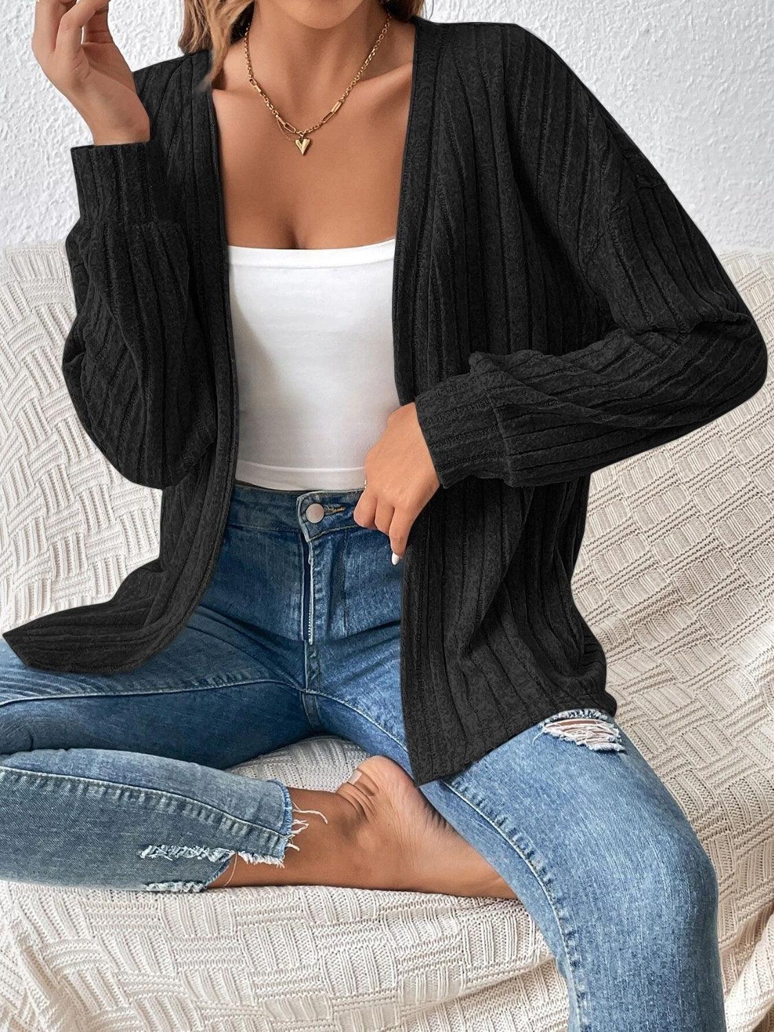 Open Front Long Sleeve Cardigan Carauana Store