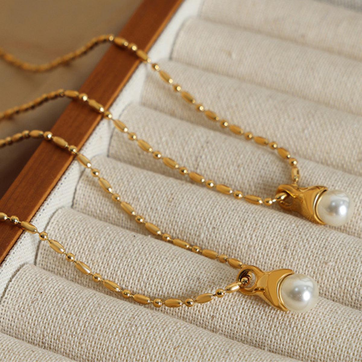 Titanium Steel Pearl Pendant Necklace Carauana Store