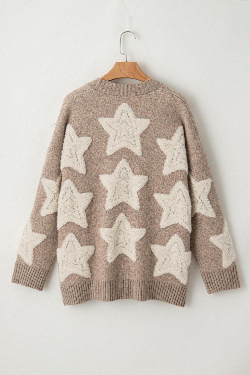 Star Button Up Long Sleeve Cardigan Carauana Store