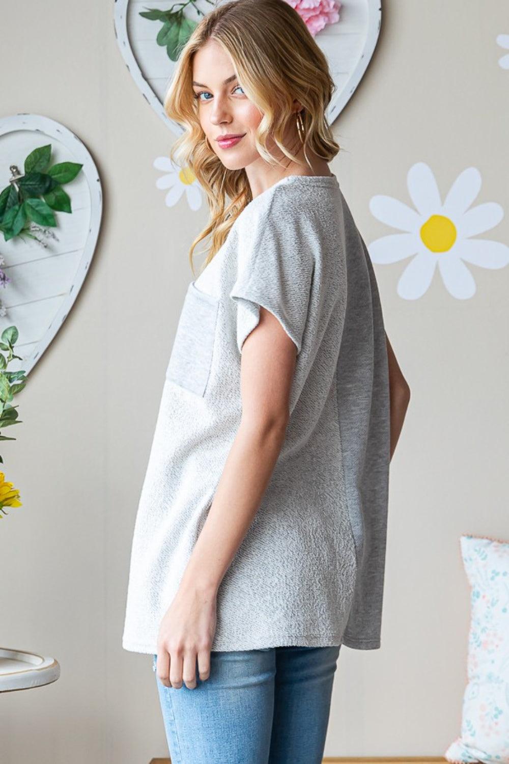 Heimish Full Size Pocketed Round Neck Short Sleeve T-Shirt Carauana Store