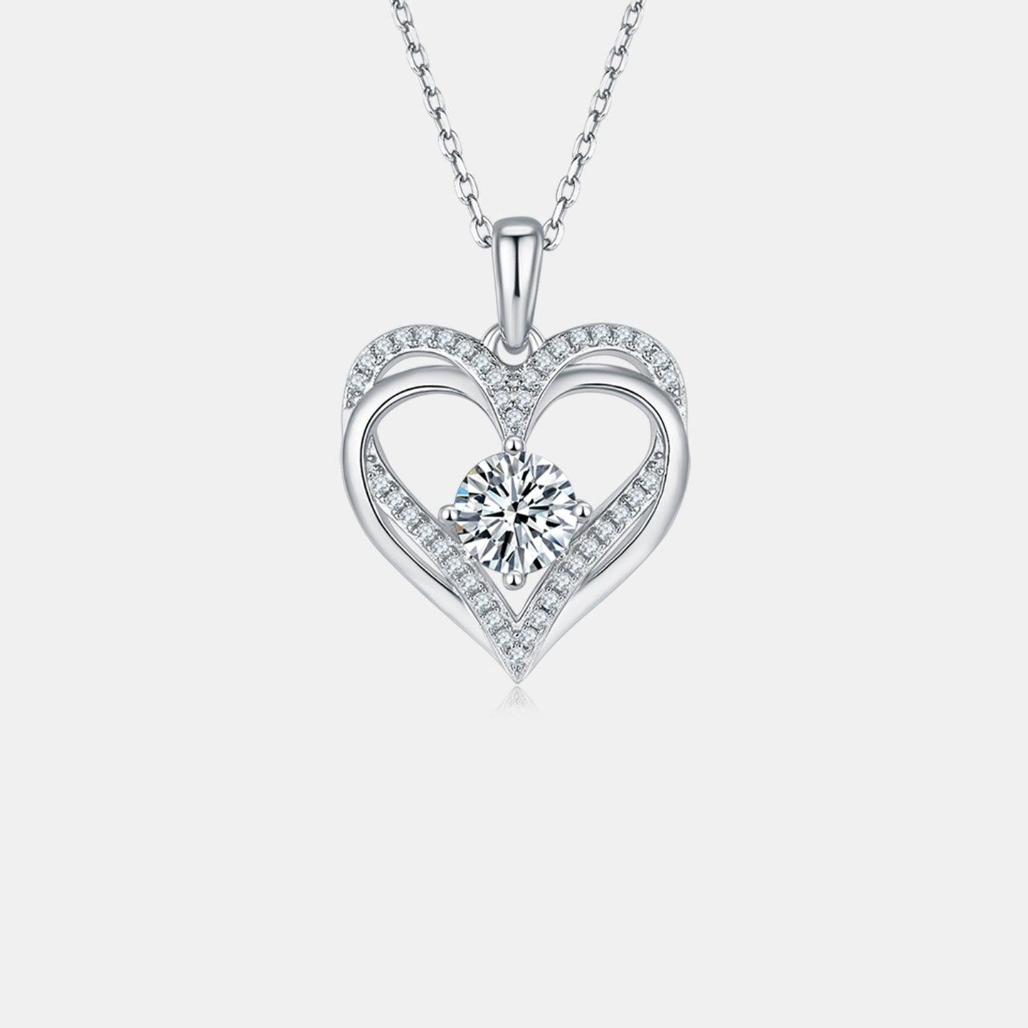 1.2 Carat Moissanite 925 Sterling Silver Heart Necklace Carauana Store