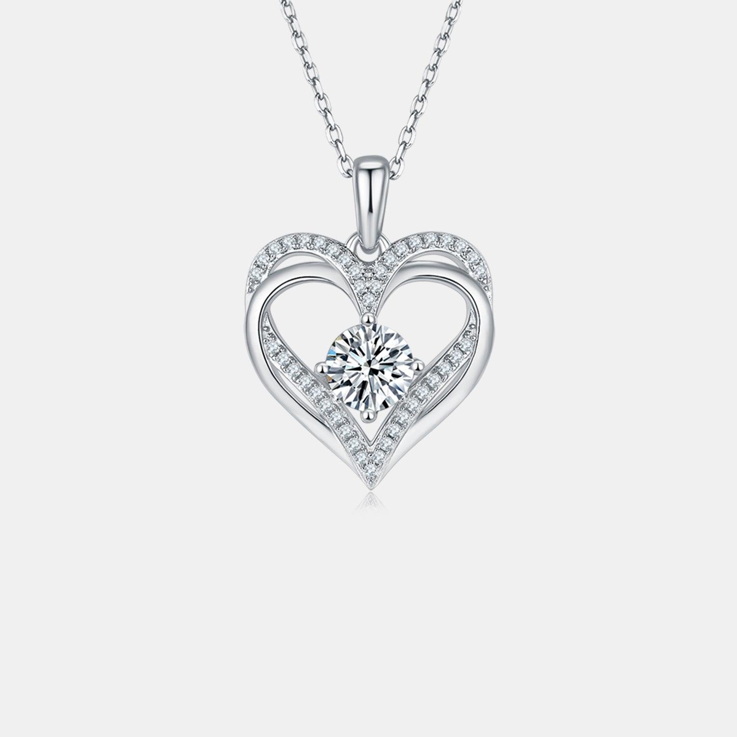 1.2 Carat Moissanite 925 Sterling Silver Heart Necklace Carauana Store