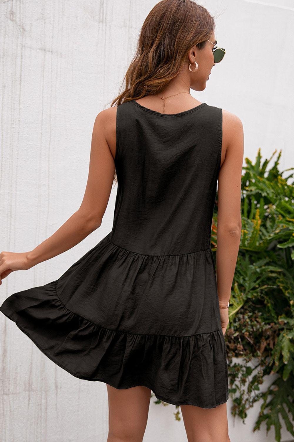 Tassel Tie Lace Trim Sleeveless Dress Carauana Store