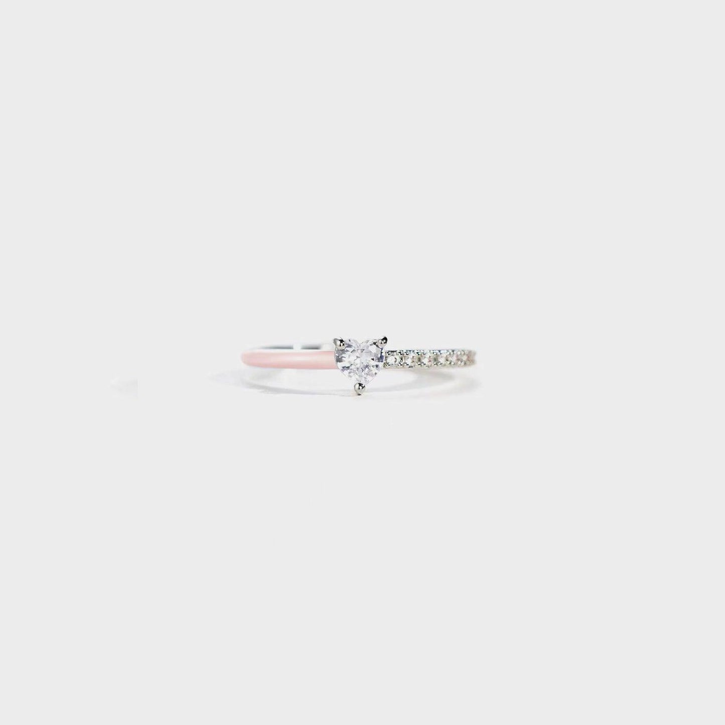 Heart Shape Inlaid Zircon Enamel Ring Carauana Store