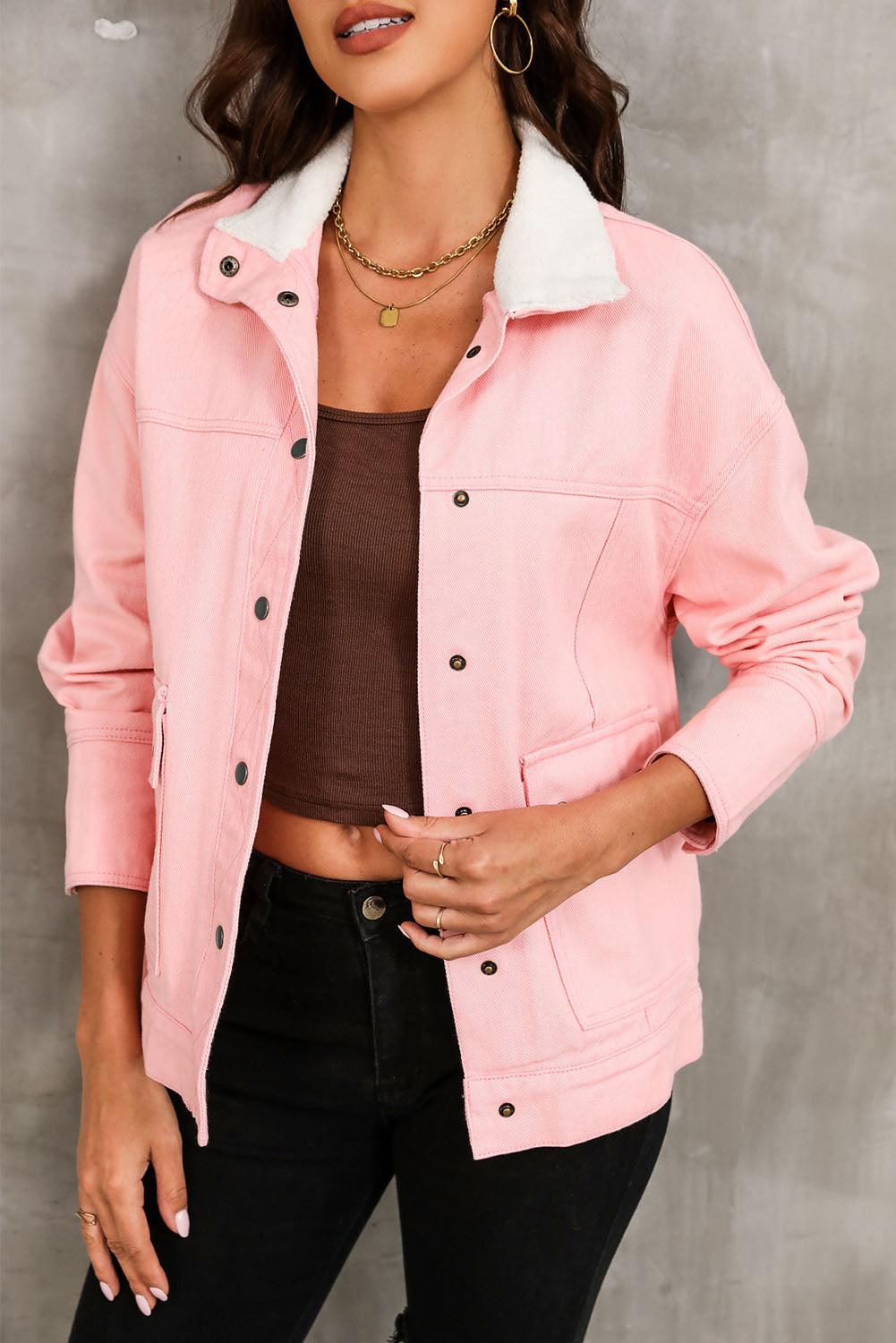 Snap Down Dropped Shoulder Denim Jacket Carauana Store