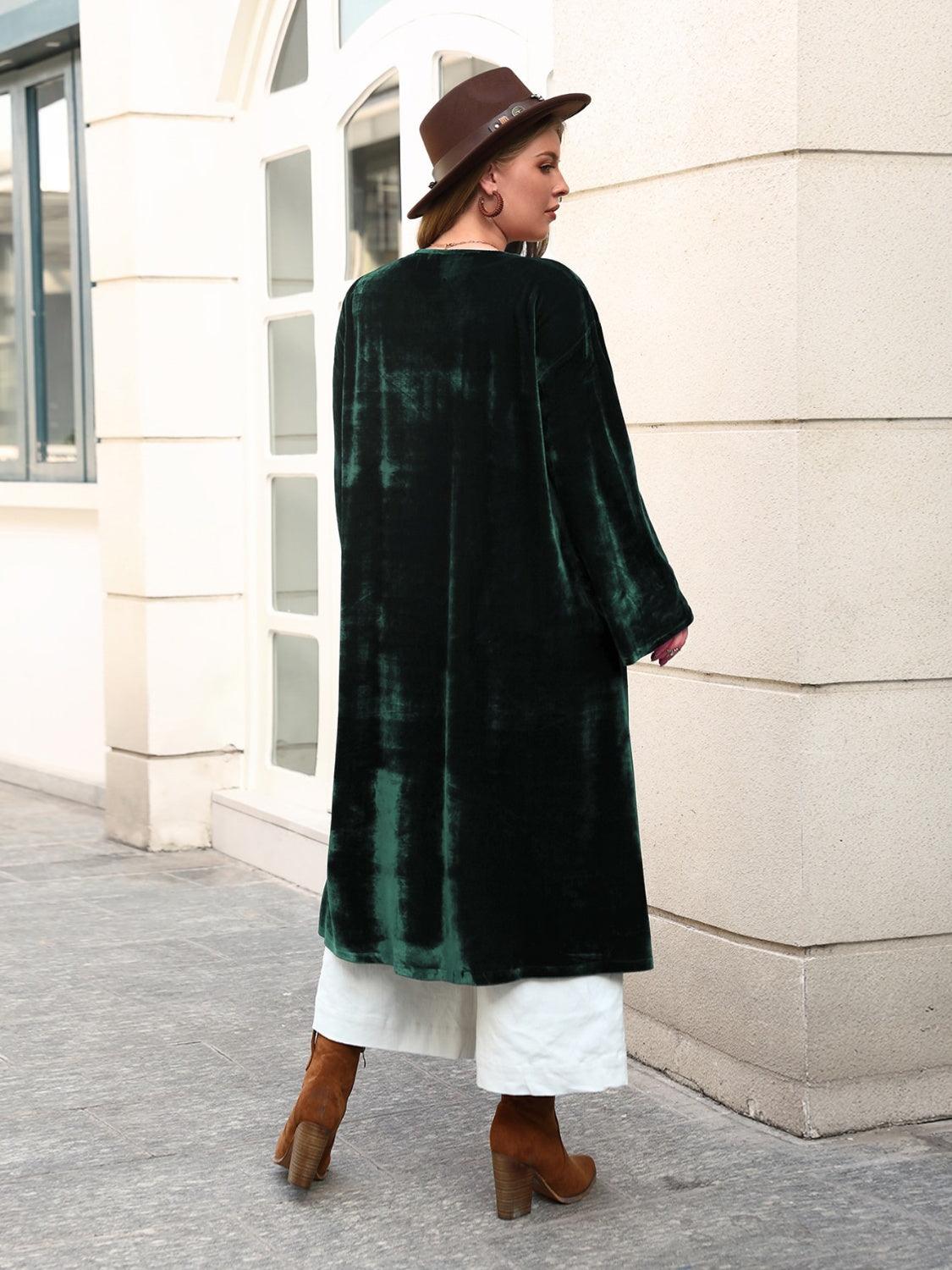 Plus Size Printed Open Front Long Sleeve Cardigan Carauana Store