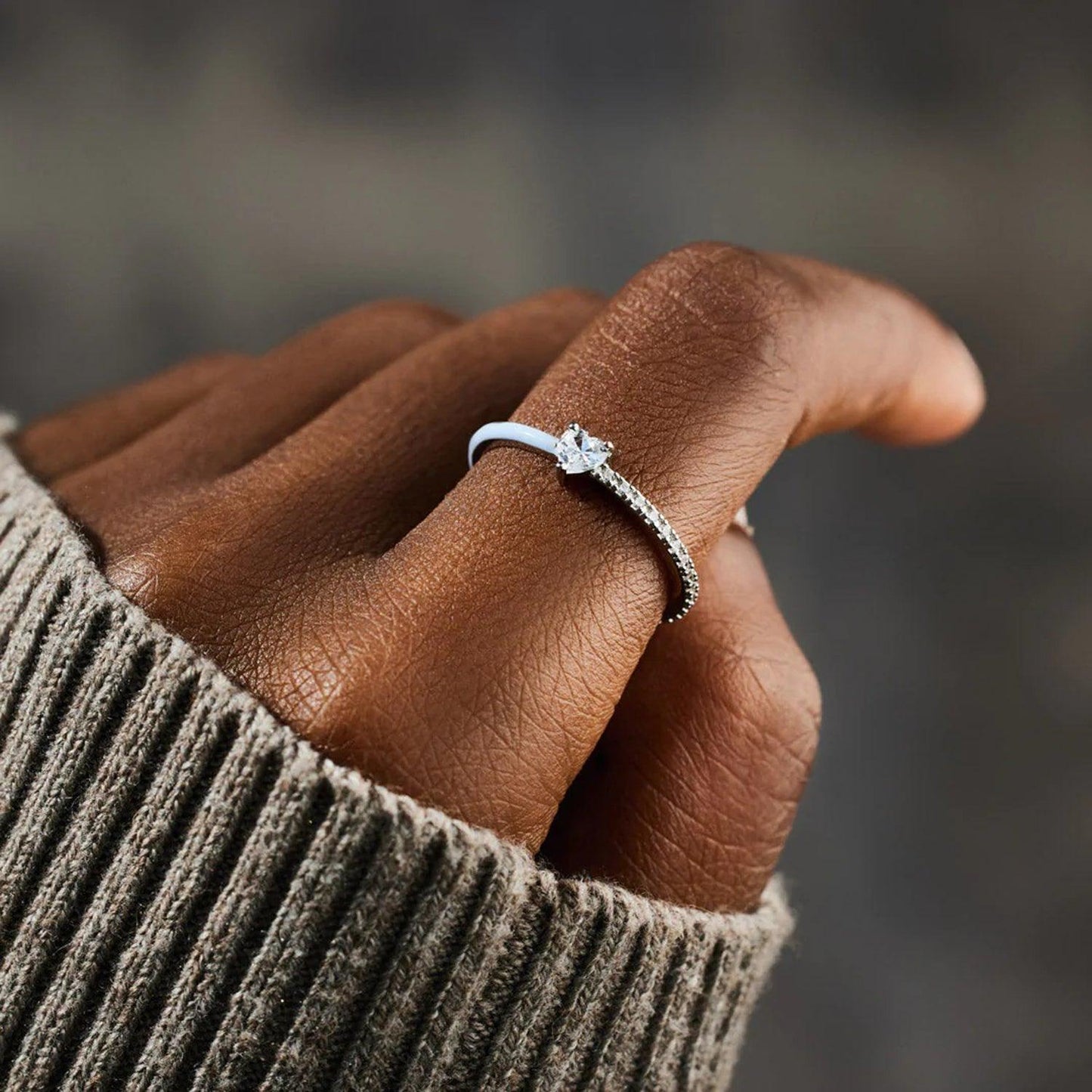 Heart Shape Inlaid Zircon Enamel Ring Carauana Store