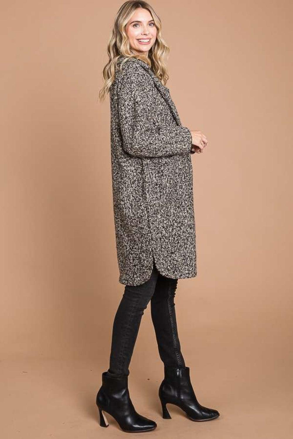 Culture Code Full Size Lapel Collar Double Breast Teddy Coat Carauana Store