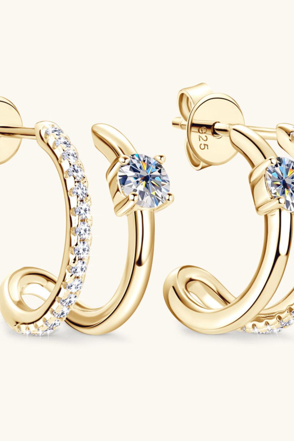 Moissanite 925 Sterling Silver C-Hoop Earrings Carauana Store