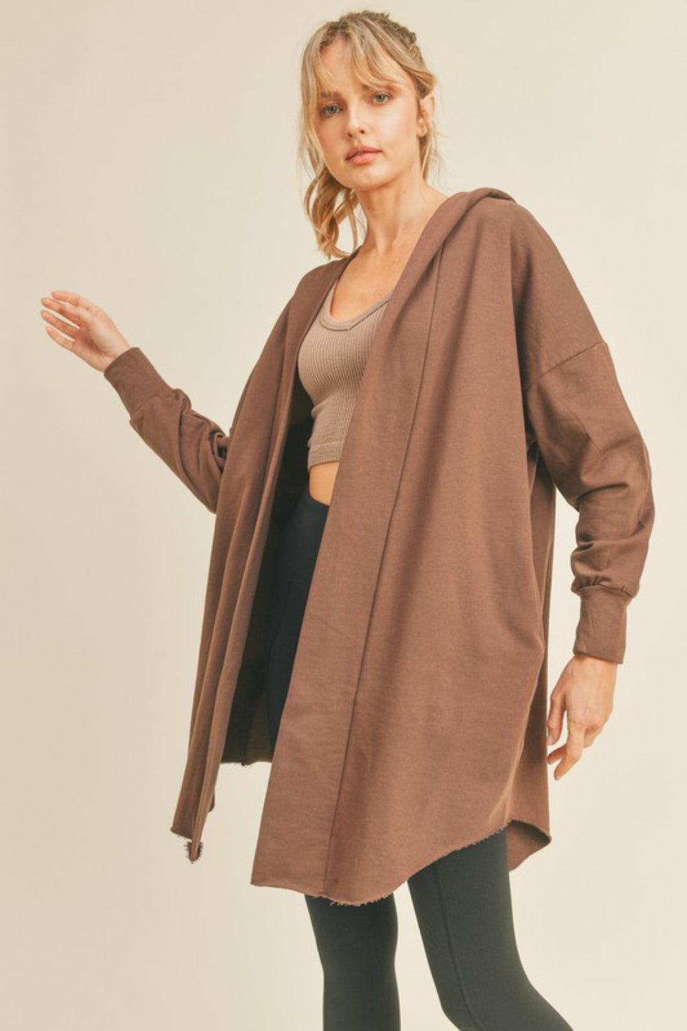 Kimberly C Open Front Longline Hooded Cardigan Carauana Store
