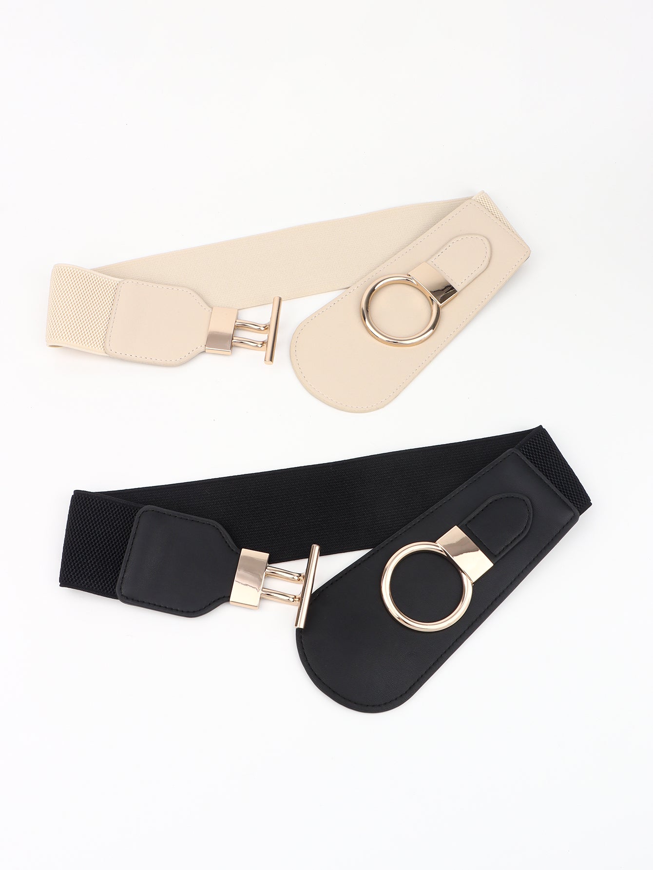 PU Elastic Wide Belt with Alloy Buckle Carauana Store