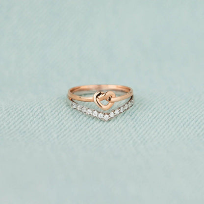Knotted Heart Shape Inlaid Zircon Ring