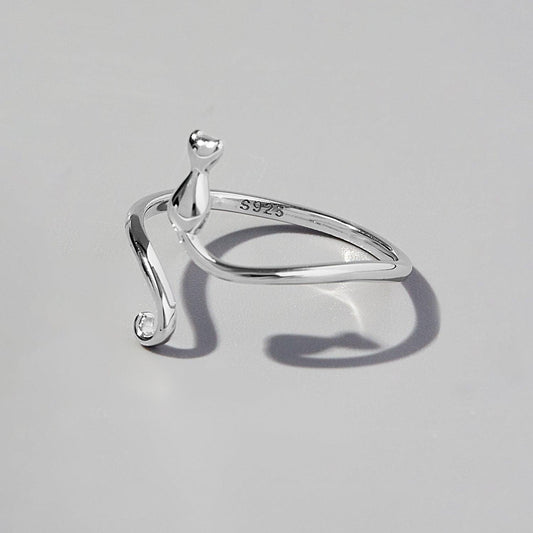 Cat Shape 925 Sterling Silver Ring Carauana Store