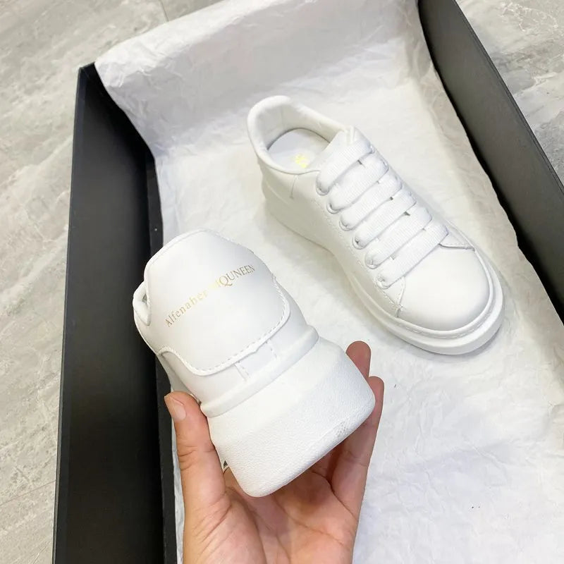 PU Leather Lace Up Round Toe Platform Sneakers Carauana Store