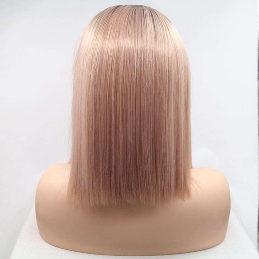 13*3" Lace Front Wigs Synthetic Mid-length Straight 12" 130% Density Carauana Store