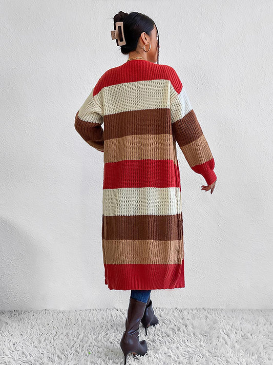Color Block Open Front Longline Cardigan Carauana Store
