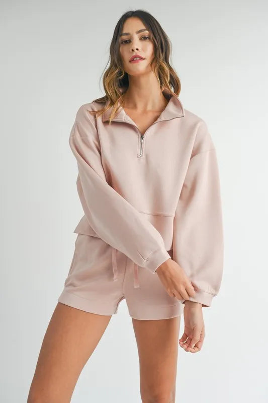 MABLE Half Zip Sweatshirt and Shorts Set Carauana Store