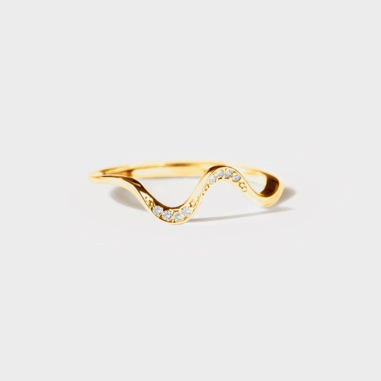 925 Sterling Silver Inlaid Zircon Wave Shape Ring Carauana Store