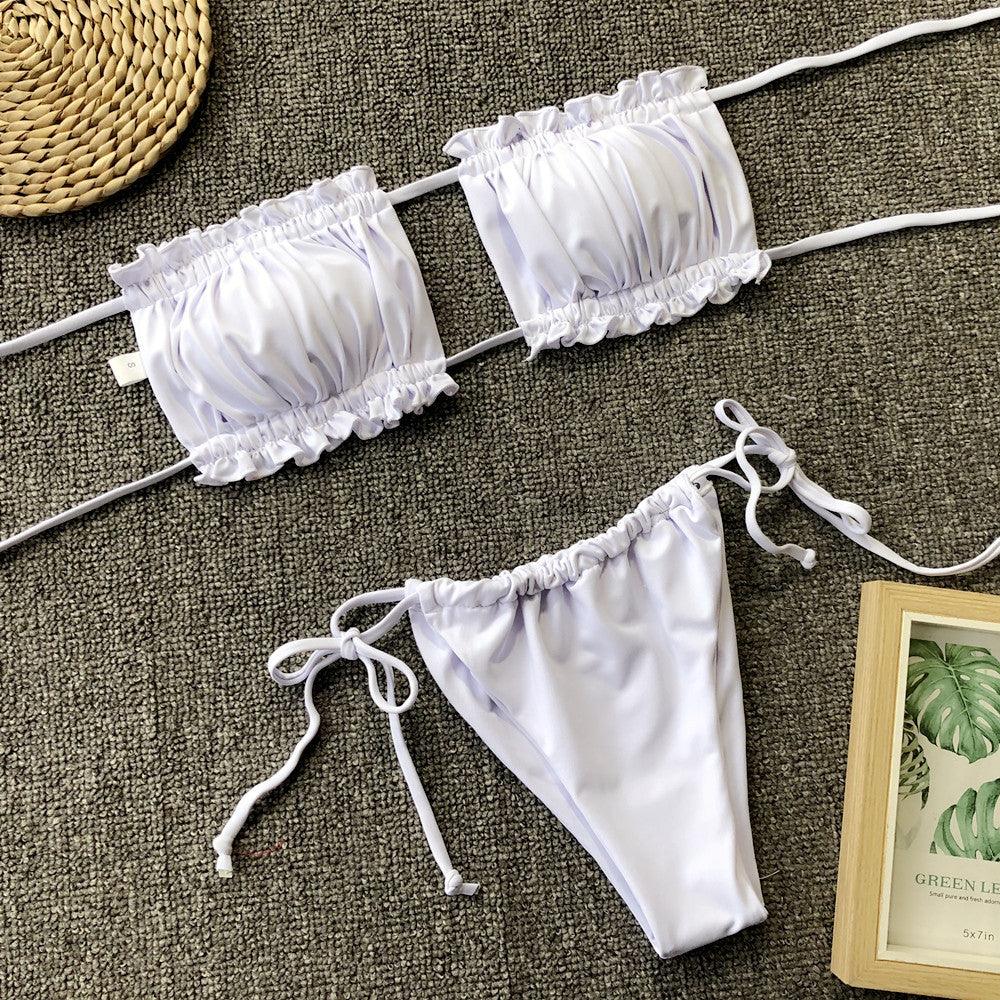 Frill Trim Ruched Bikini Set Carauana Store