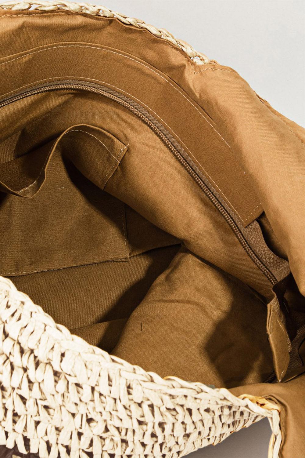Fame Striped Straw Braided Tote Bag Carauana Store