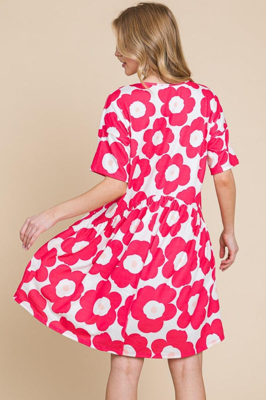 BOMBOM Flower Print Ruched Dress Carauana Store