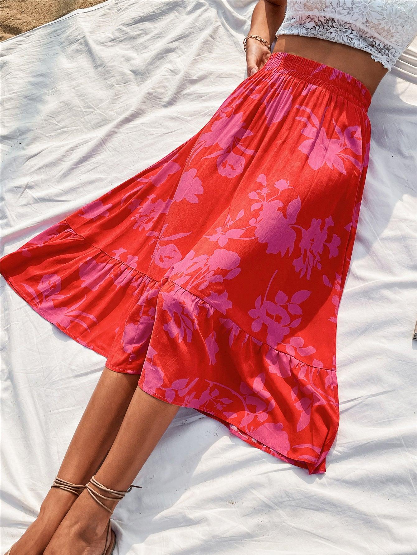 Printed Elastic Waist Skirt Carauana Store