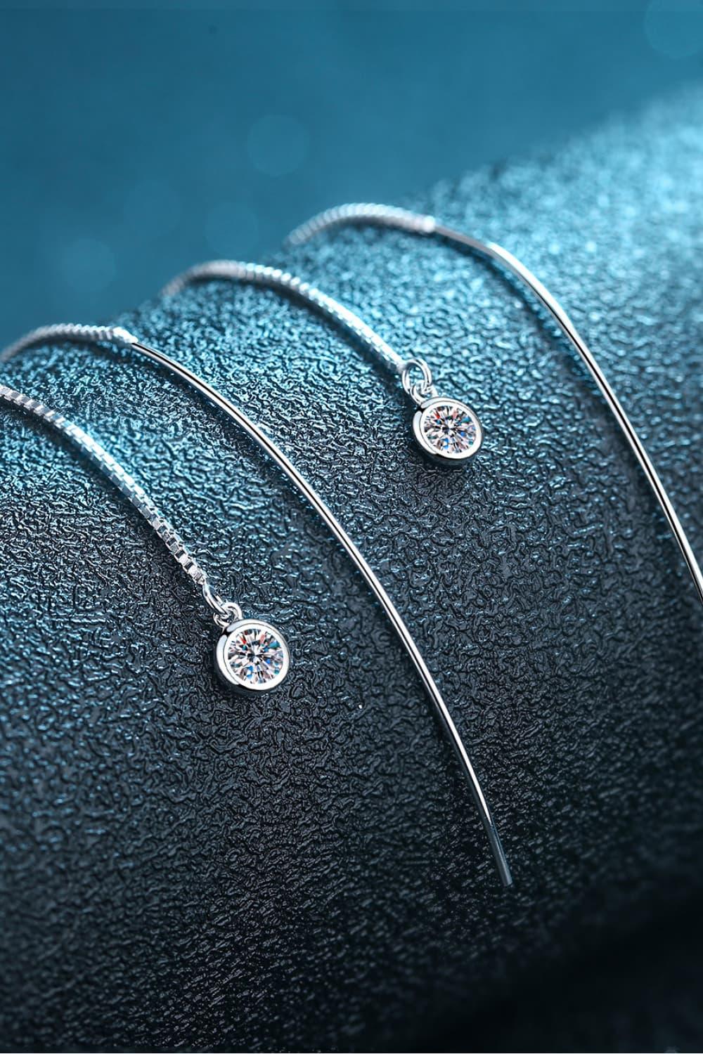 Moissanite 925 Sterling Silver Threader Earrings Carauana Store