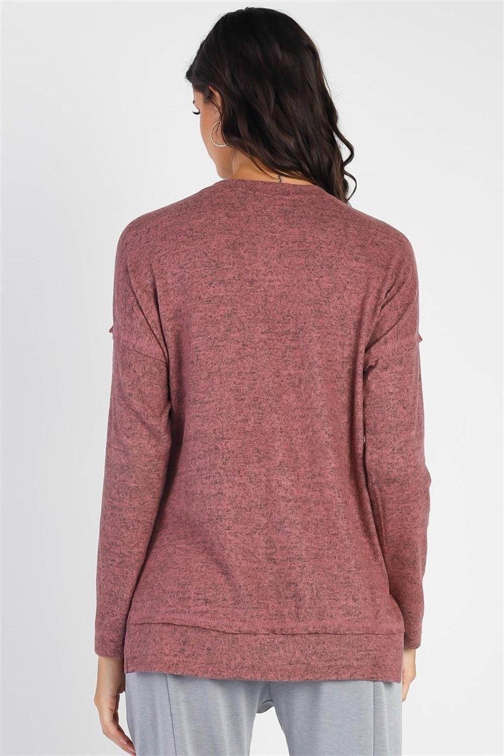 Cherish Apparel Flannel Long Sleeve Slit Top Carauana Store