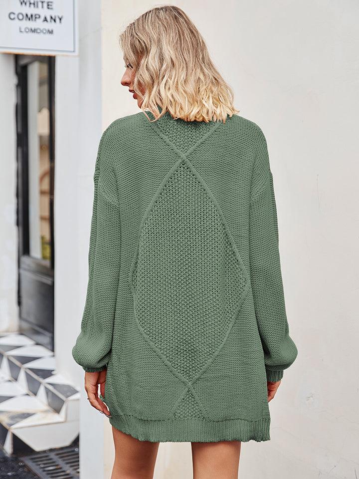 Cable-Knit Long Sleeve Cardigan Carauana Store