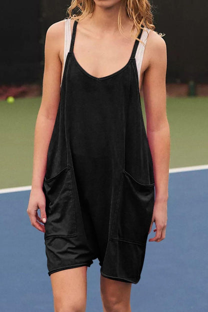 Pocketed Spaghetti Strap Romper Carauana Store