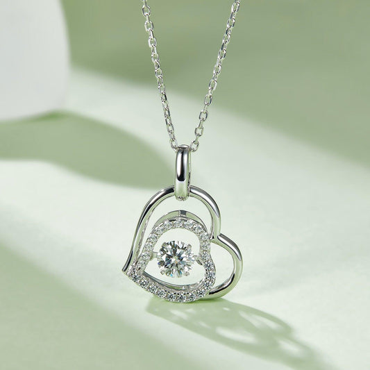 Moissanite 925 Sterling Silver Heart Necklace Carauana Store