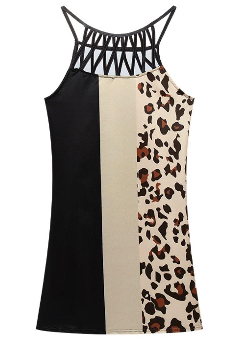Printed Grecian Neck Mini Dress Carauana Store