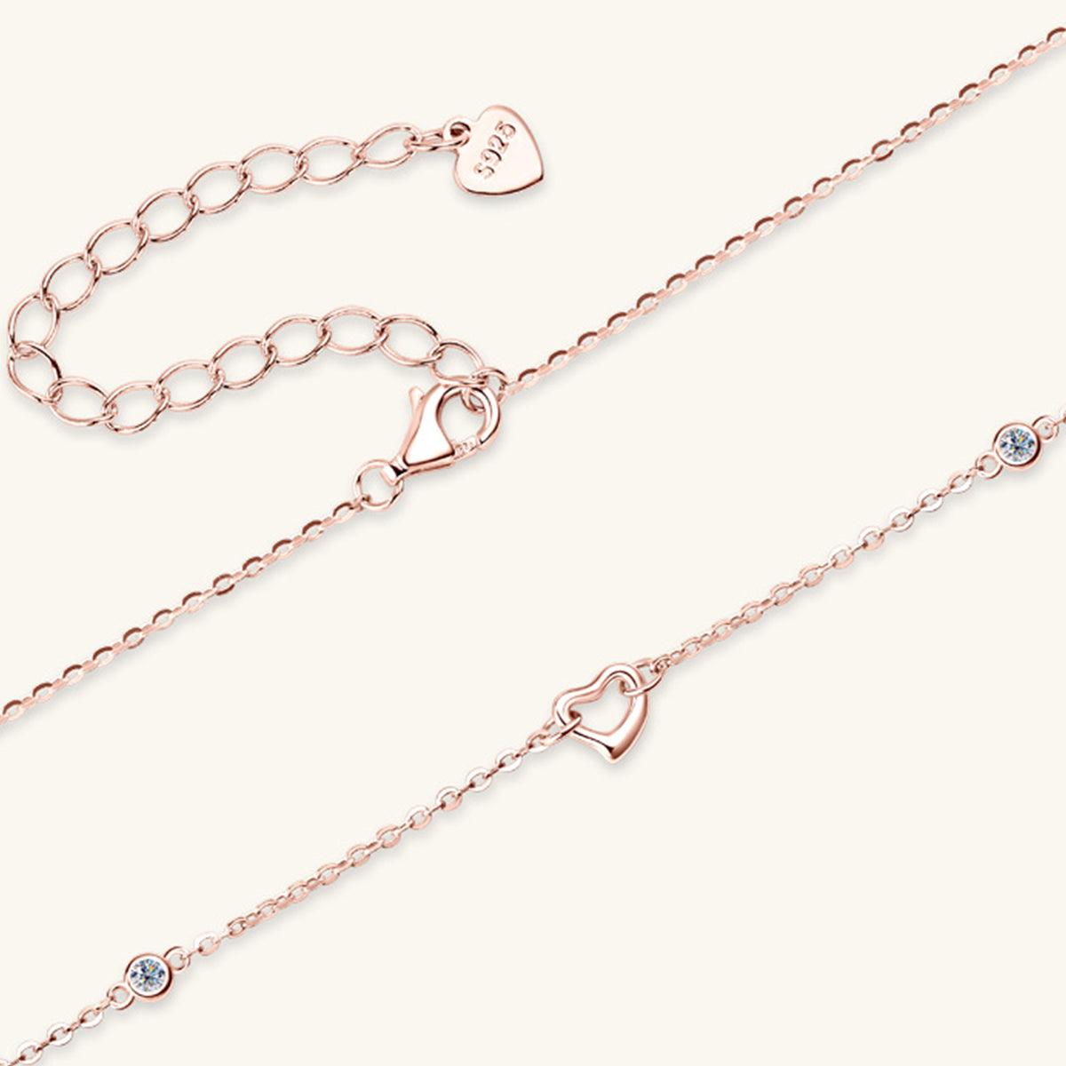 Moissanite 925 Sterling Silver Heart Necklace Carauana Store