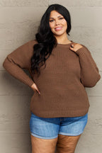 Zenana Breezy Days Plus Size High Low Waffle Knit Sweater Carauana Store