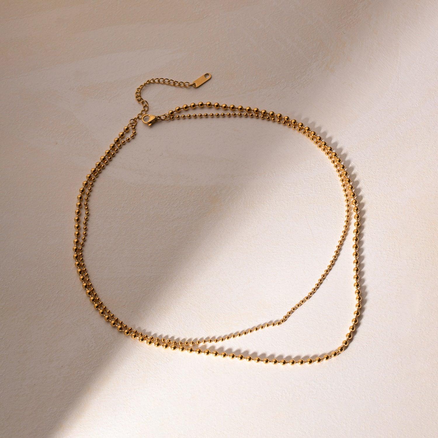 18K Gold-Plated Lobster Closure Bead Necklace Carauana Store